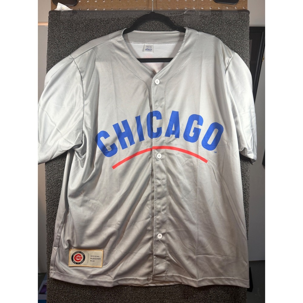 BWM Global Baseball Jersey Adult XL Gray Chicago Cubs Official Bleacher Bum 150